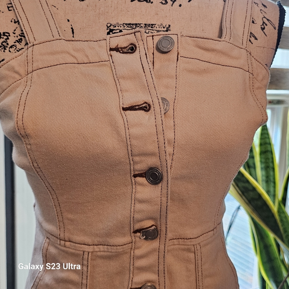 Stylish Cream Button-Front Dress - Picture 4 of 7